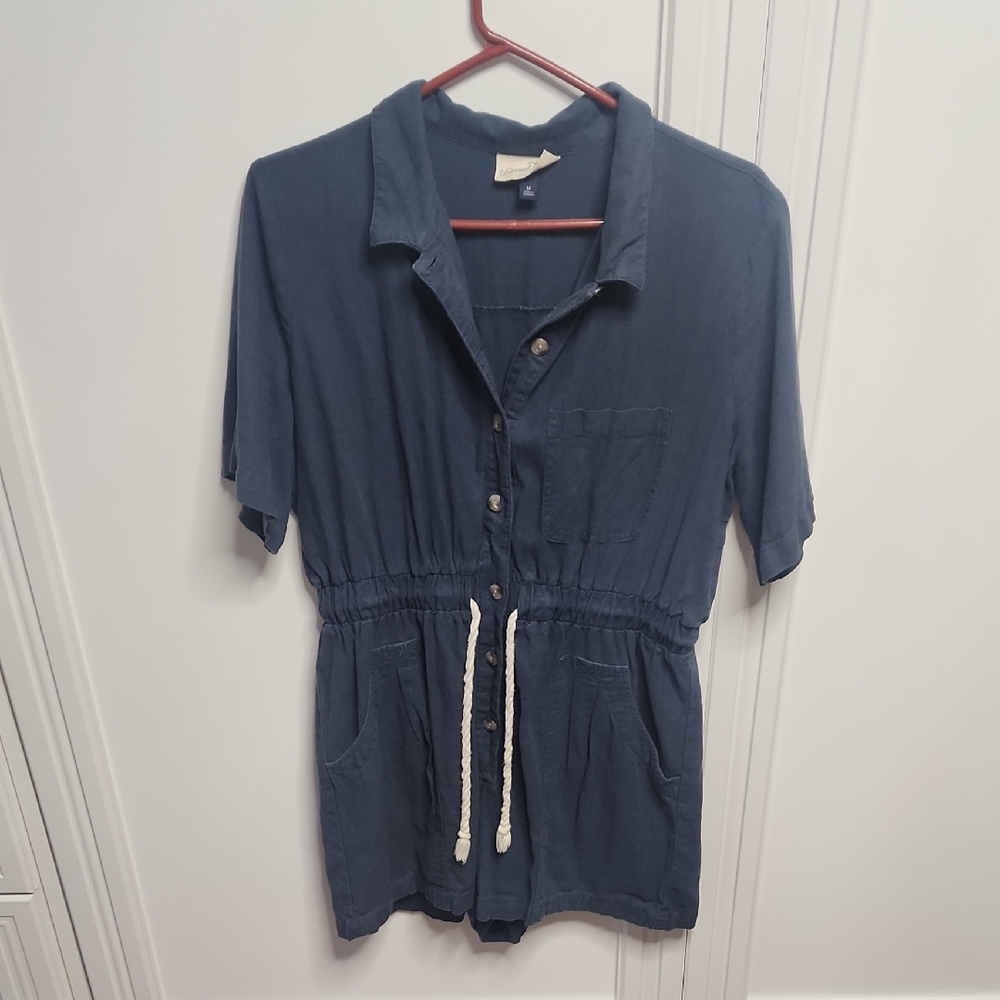 Universal Thread Blue Button-Up Romper - image 1